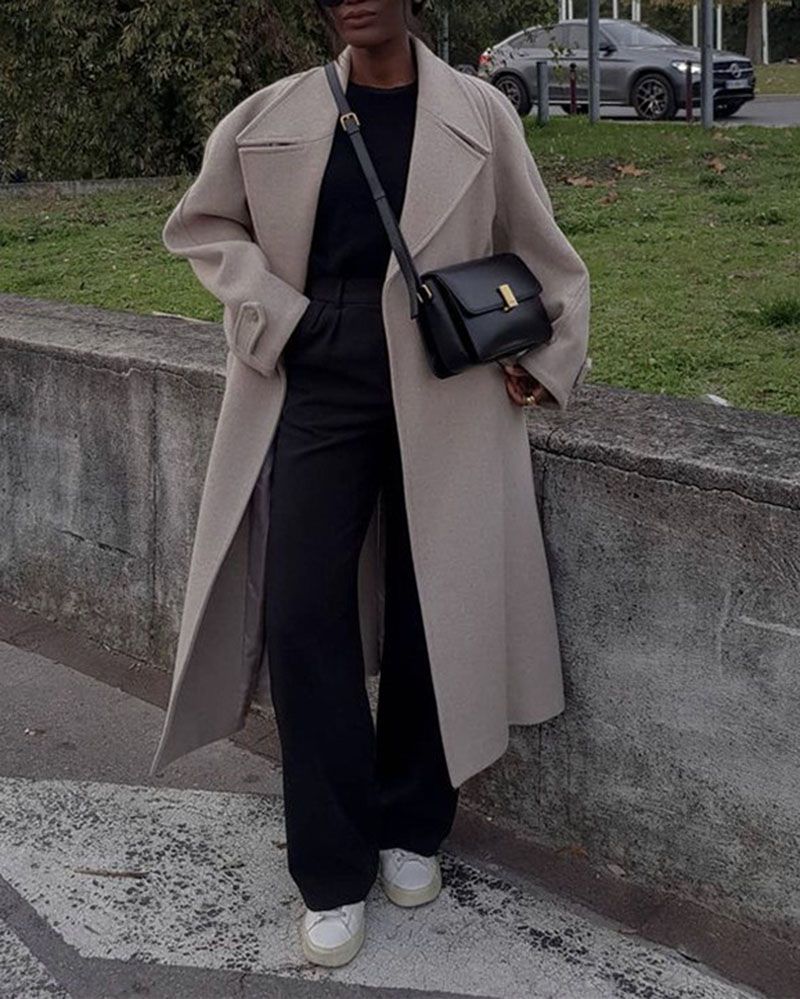 Long Coat Belted Overcoat